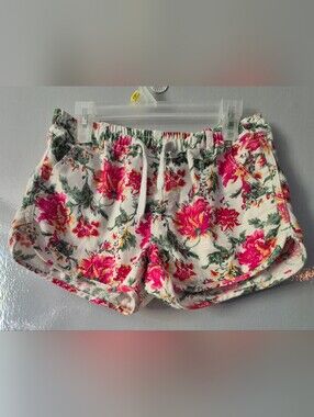 Urban Outfitters Floral Drawstring Shorts - Hot Pink on White